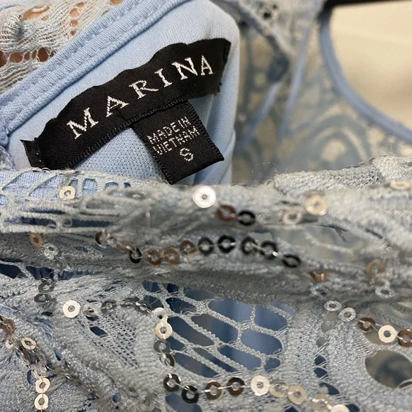 Ice blue NWT lace and sequin maxi gown - Picture 4 of 4